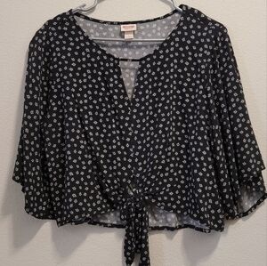 Black and White Floral Blouse